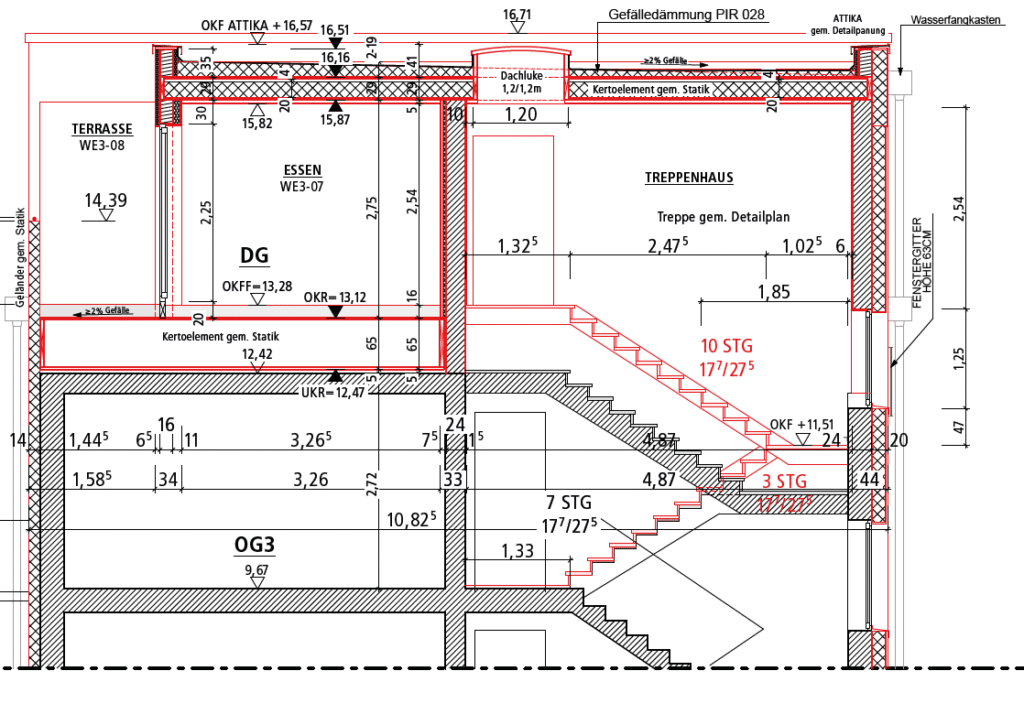 Zur Repräsentierung des Bereiches Werkplanung unseres Ingenieurbüros für Holzbau ist eine Skizze bzw. bauzeichnerische Blaupause dargestellt.